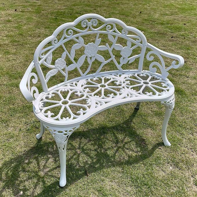 Mandolin Outdoor Benc Park Garden Chair, All Chair Anti Rust Cast Aluminum - Image 5