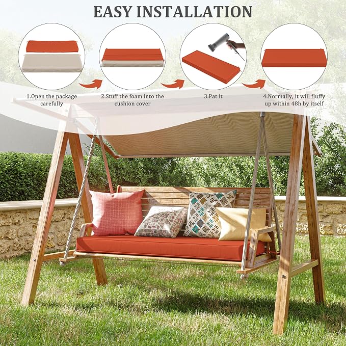 Premium Outdoor Bench Cushions for Patio Furniture 3.5inches Memory Foam Bench - Image 7