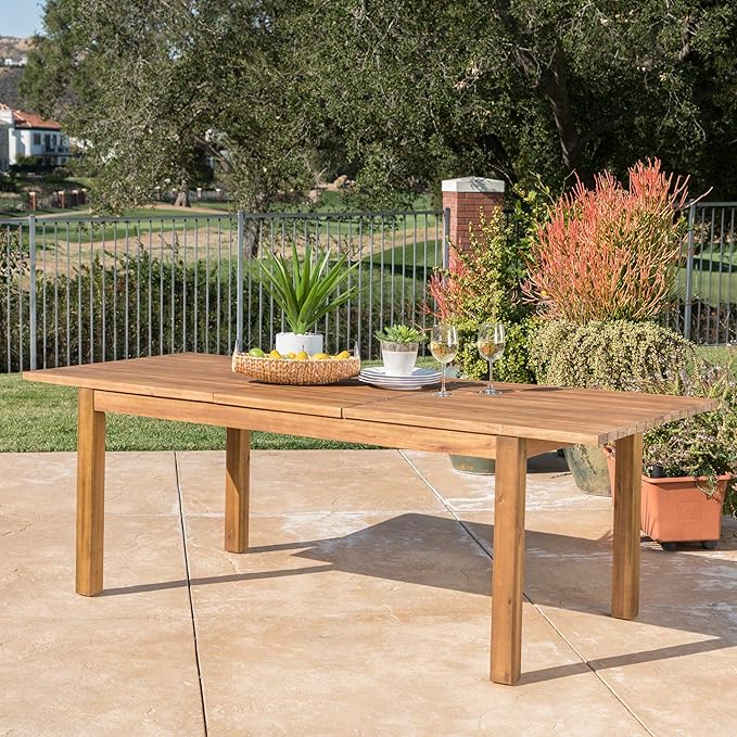 Christopher Knight Home Wilson Outdoor Expandable Acacia Wood Dining Table - Image 2