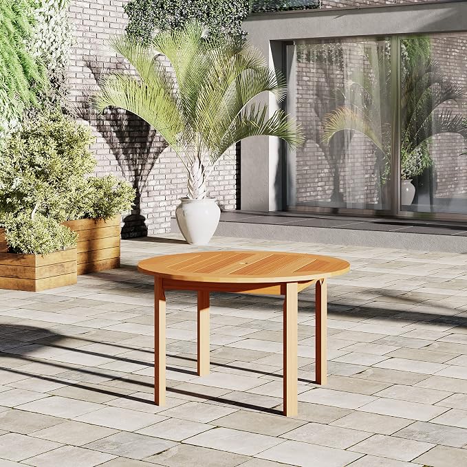 Amazonia Arizona 5-Piece Round Patio Dining Set | Eucalyptus Wood | Ideal - Image 3