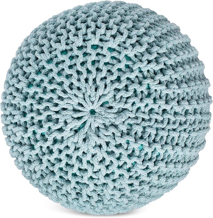 BIRDROCK HOME Round Pouf Ottoman | Cotton Braided Round Foot Stool | Bedroom - Image 3