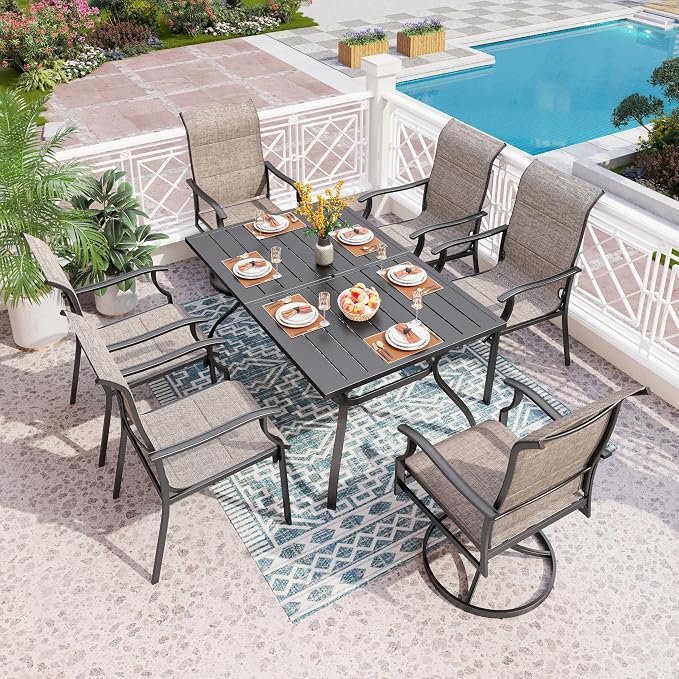PHI VILLA 7 PCS Patio Dining Set, Outdoor Table Chair Set by PHIVILLAThepioneerofcomfortablehouseholdsupplies