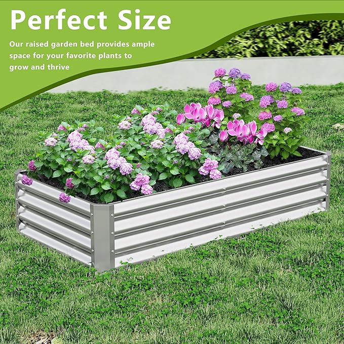 2PCS 4x2x1FT Galvanized Raised Garden Bed, Galvanized Planter Raised Garden - Image 5