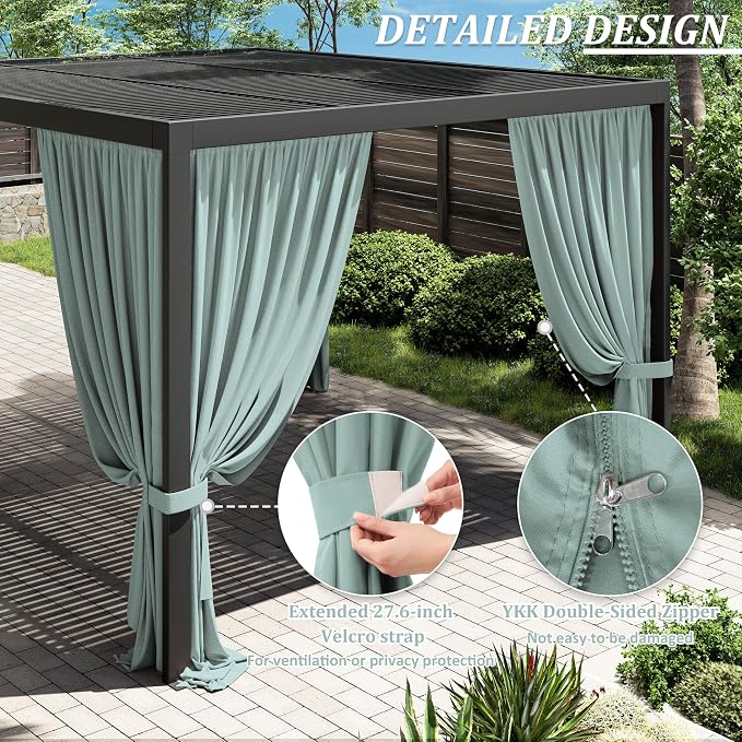 Gazebo Universal Replacement Privacy Curtain, 4-Panels Sidewall Curtains - Image 4