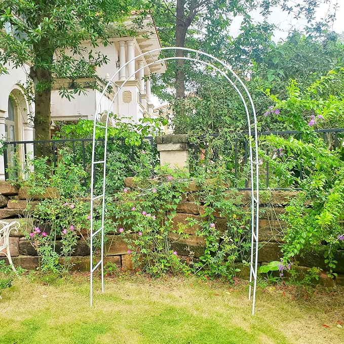 7.9 Ft H x 4.6 Ft W White Metal Pergola Arbor - Image 7