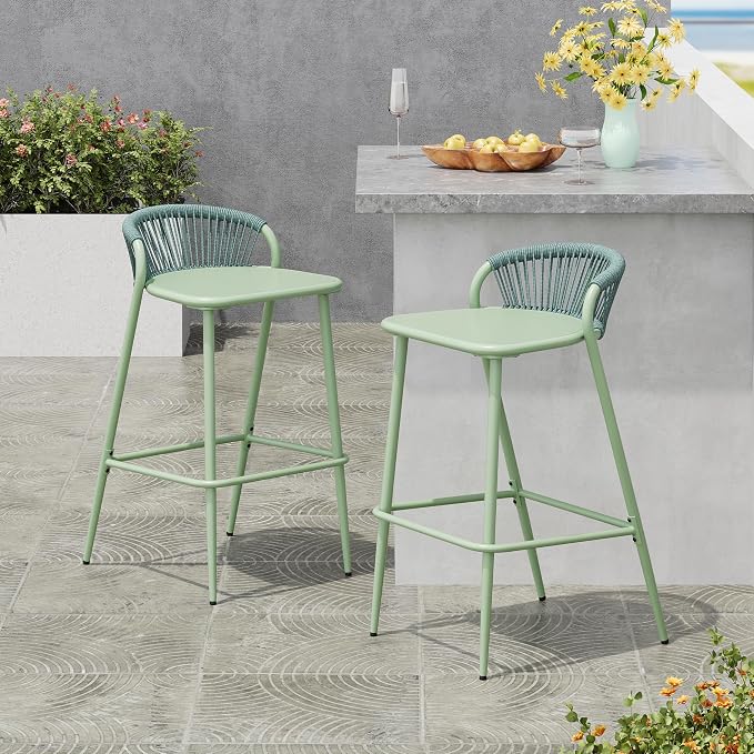 Christopher Knight Home Hearth 29.5"H Patio Barstools Set of 2, Aluminum Frame by ChristopherKnightHome