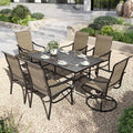 PHI VILLA Outdoor Dining Set for 6 Person, Rectangle Metal Slat Table by PHIVILLAThepioneerofcomfortablehouseholdsupplies