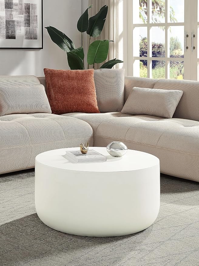Acme Dustan Environmental Friendly Cement Concrete Coffee Table in Natural White - Image 2