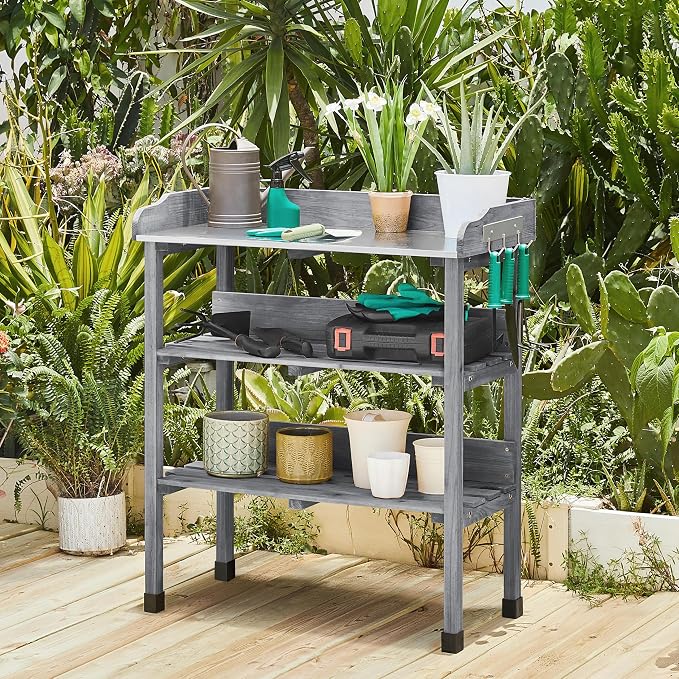 Yaheetech Garden Potting Table Horticulture Potting Bench w/Storage Shelf - Image 3
