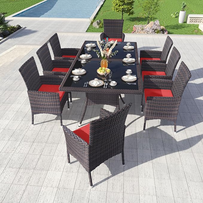 Kullavik 10-Piece Outdoor Dining Set Patio Rattan Furniture Set, Patio Dining - Image 2