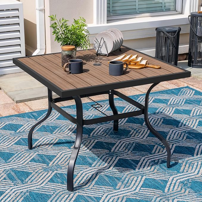 NUU GARDEN Outdoor 37” Square Metal Dining Table, Patio Dining Table - Image 3