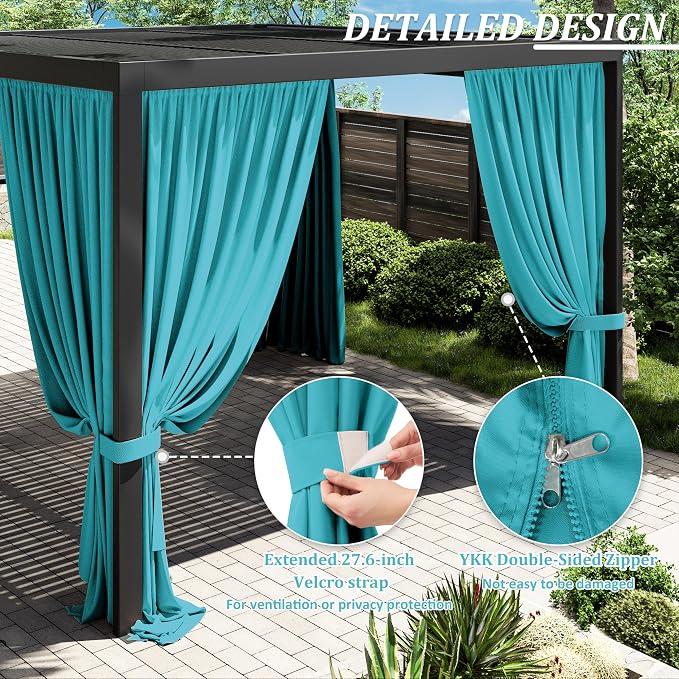 Gazebo Universal Replacement Privacy Curtain, 4-Panels Sidewall Curtains - Image 4