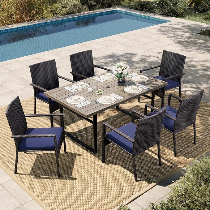 HERA'S HOUSE Patio Table and Chairs Set 7-Piece, Outdoor Dining Furniture Set by HERASHOUSE