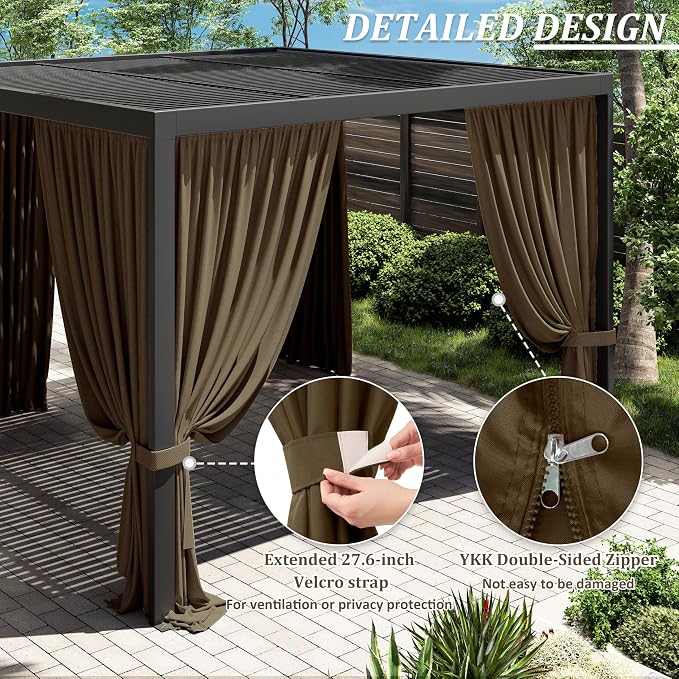 Gazebo Universal Replacement Privacy Curtain, 4-Panels Sidewall Curtains - Image 4