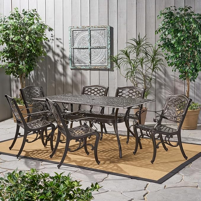 Christopher Knight Home Hallandale Outdoor Sarasota Cast Aluminum Rectangular - Image 4