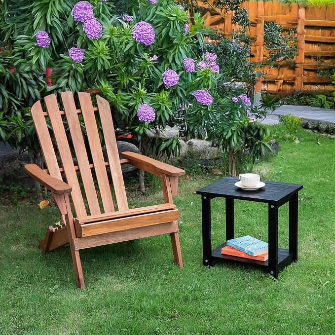 Black Adirondack Outdoor Accent Table – Weather-Resistant Acacia Wood Outdoor - Image 6