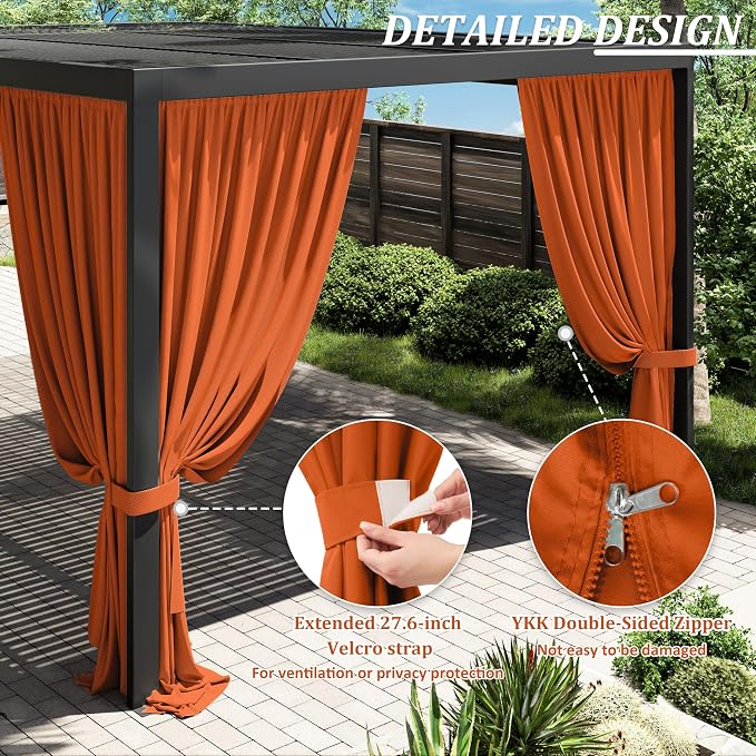Gazebo Universal Replacement Privacy Curtain, 4-Panels Sidewall Curtains - Image 4