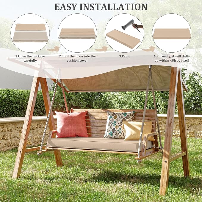 Premium Outdoor Bench Cushions for Patio Furniture 3.5inches Memory Foam Bench - Image 7