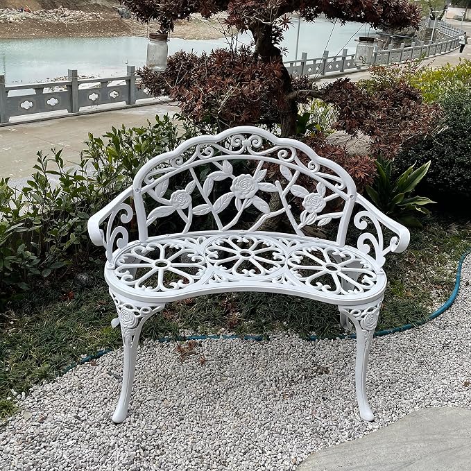 Mandolin Outdoor Benc Park Garden Chair, All Chair Anti Rust Cast Aluminum - Image 7