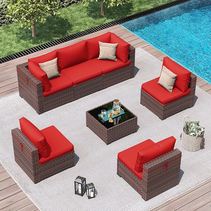 Amopatio Patio Furniture Set 7 Pieces Patio Conversation Set Outdoor Sectional - Image 9