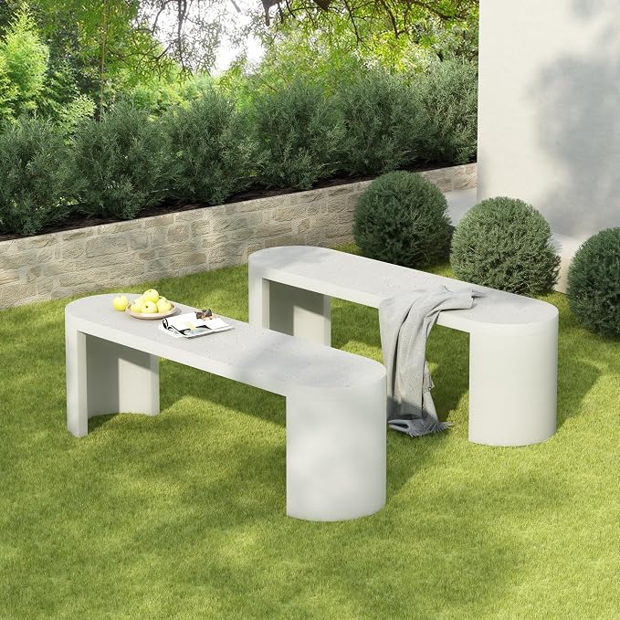 Christopher Knight Home Vex Set of 2 Concrete Outdoor Bench by ChristopherKnightHome