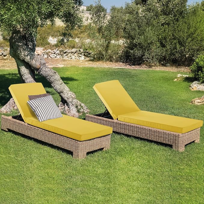 Outdoor Chaise Lounge Cushion Set of 2, Fadesafe Water-Repellent Lounge Deck - Image 8