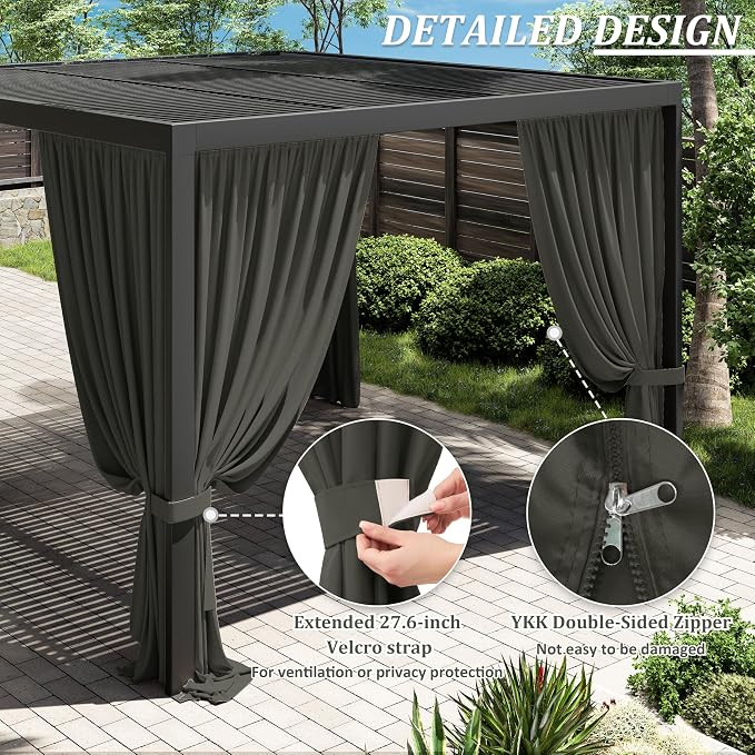 Gazebo Universal Replacement Privacy Curtain, 4-Panels Sidewall Curtains - Image 4