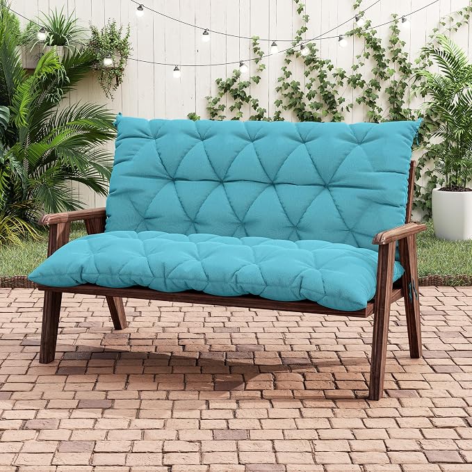 Porch Swing Cushion with Backrest 2-3 Seater Outdoor Bench Cushions Waterproof - Image 5