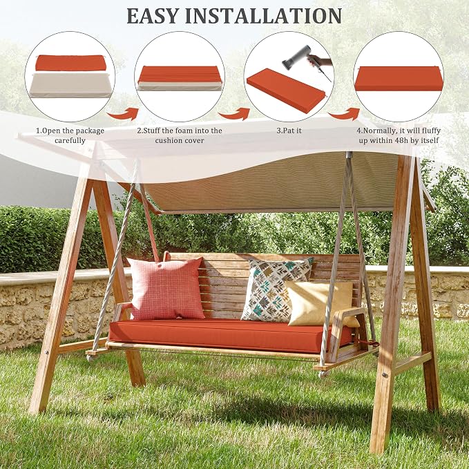 Premium Outdoor Bench Cushions for Patio Furniture 3.5inches Memory Foam Bench - Image 7