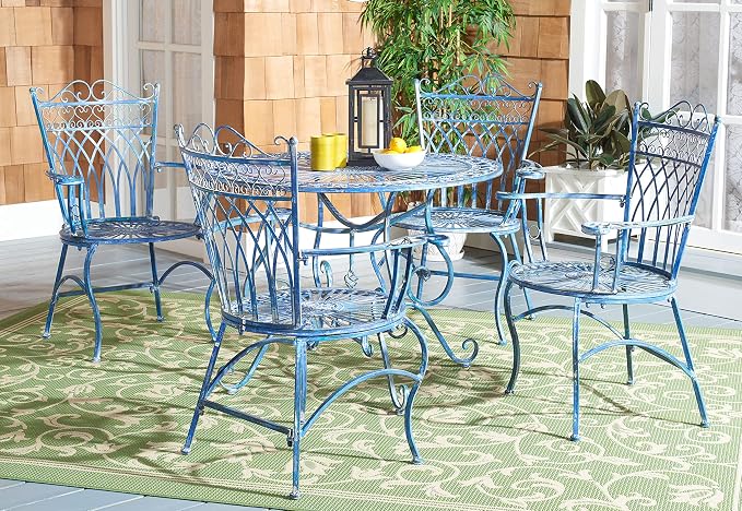 Safavieh PAT5003C Outdoor Collection Thessaly Victorian Antique Blue 5-Piece - Image 3