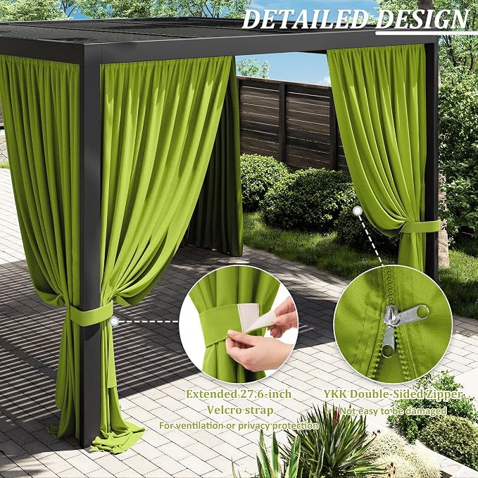 Gazebo Universal Replacement Privacy Curtain, 4-Panels Sidewall Curtains - Image 4