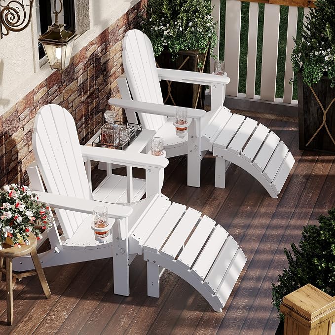 Sundale Outdoor Folding Plastic Adirondack Ottoman, All-Weather Adirondack - Image 8