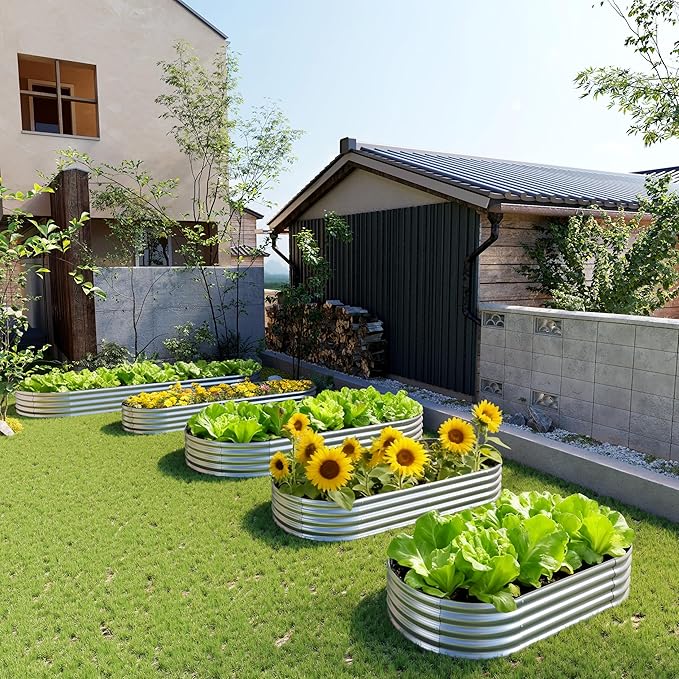 2PCS 4x2x1FT Galvanized Raised Garden Bed Kit, Vegetable Boxes-Oval Metal - Image 7