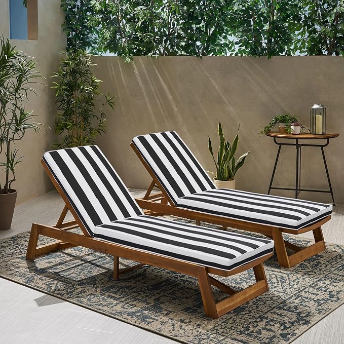 Outdoor Chaise Lounge Chair Cushions 2 Pack, Thick Waterproof Patio Pool Lounge - Image 2