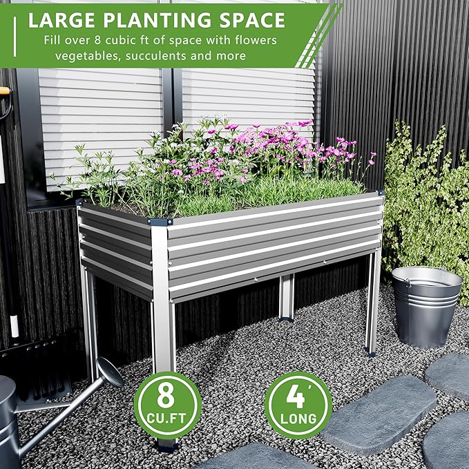 48×24×30in Galvanized Raised Garden Bed, Metal Elevated Planter Box - Image 6