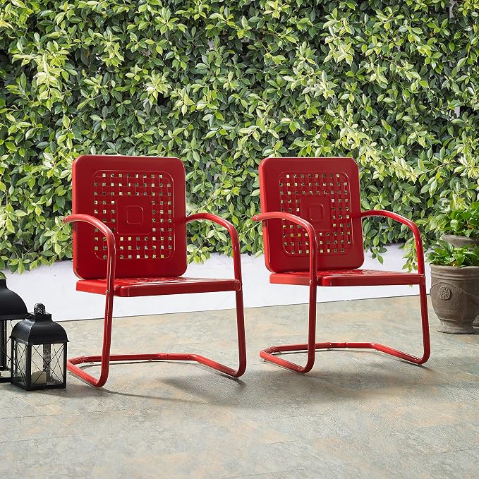 Crosley Furniture Bates 2-Piece Outdoor Chair Set, Retro Metal Patio Chairs - Image 6
