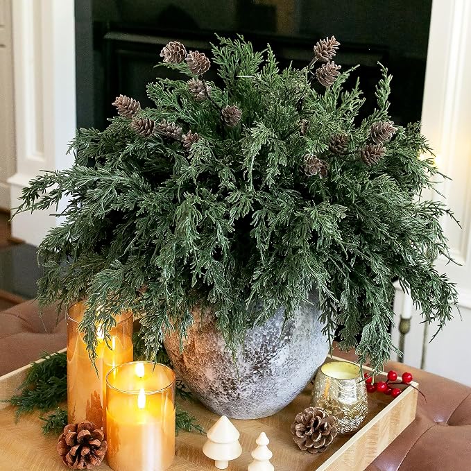 Faux Cedar Stems Artificial Norfolk Pine Branches - Image 2