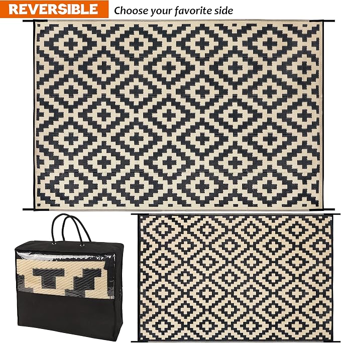 SAND MINE Reversible Mats, Plastic Straw Rug, Modern Area Rug, Large Floor Mat - Image 4