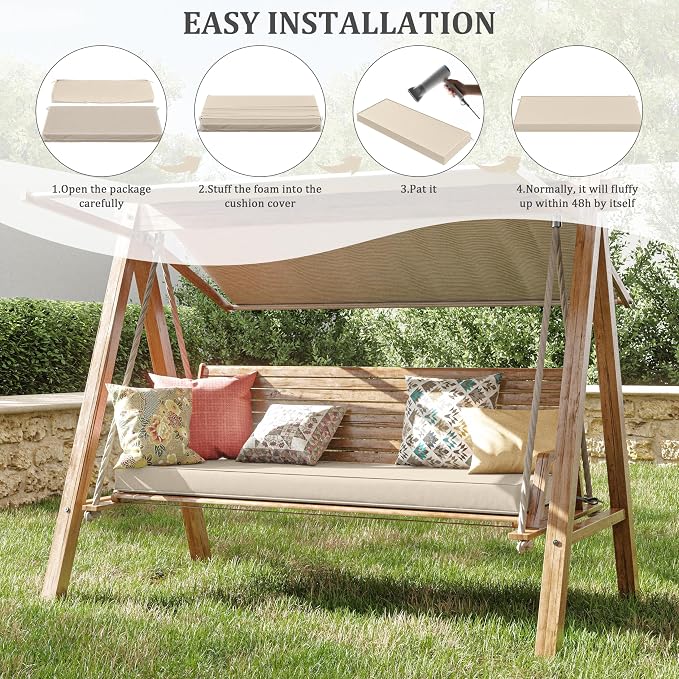 Premium Outdoor Bench Cushions for Patio Furniture 3.5inches Memory Foam Bench - Image 7