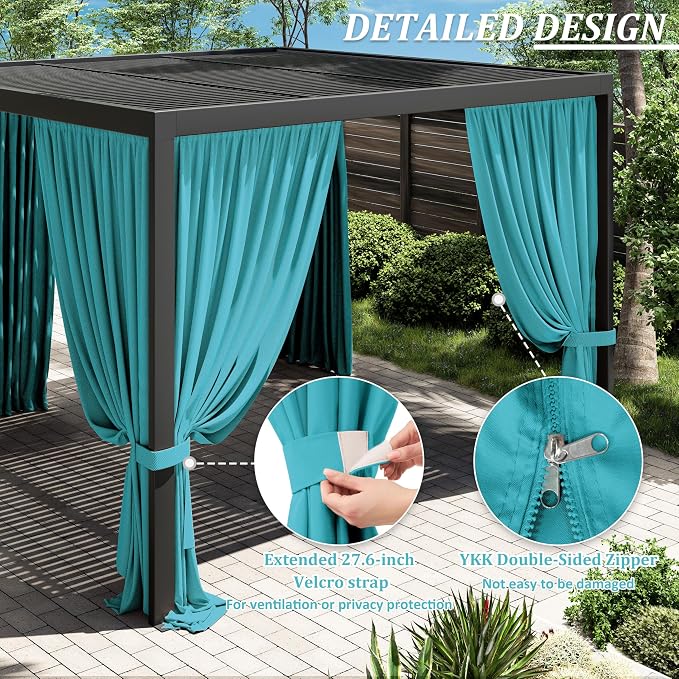 Gazebo Universal Replacement Privacy Curtain, 4-Panels Sidewall Curtains - Image 4