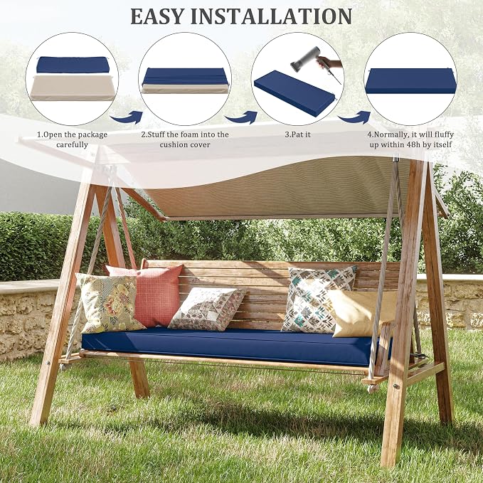 Premium Outdoor Bench Cushions for Patio Furniture 3.5inches Memory Foam Bench - Image 7