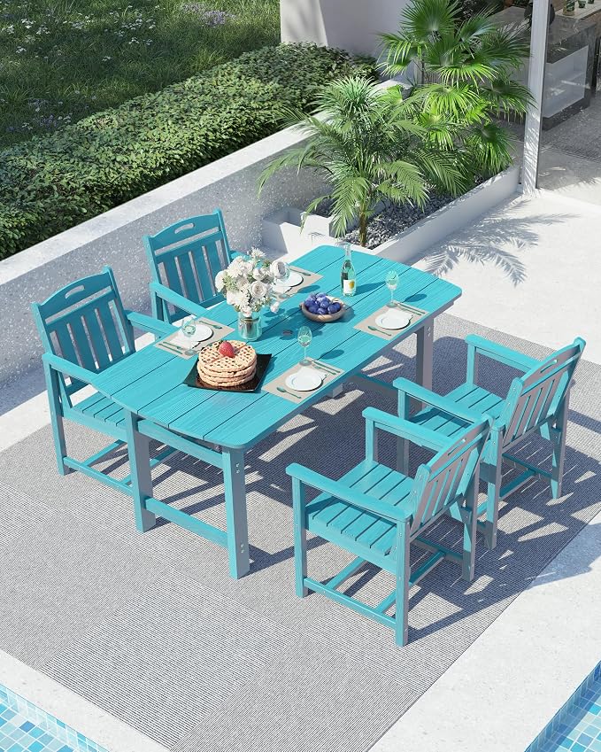 Ciokea HDPE Outdoor Dining Set, 5-Piece Patio Table and Chairs Set - Image 8