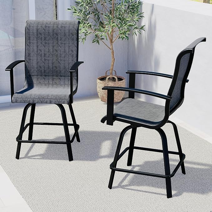 Grand patio Counter Height Outdoor Swivel Bar Stools Set of 2, Patio Bar Chairs by GrandPatio