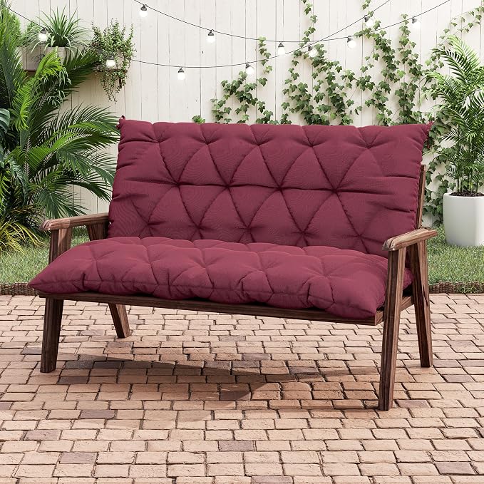 Porch Swing Cushion with Backrest 2-3 Seater Outdoor Bench Cushions Waterproof - Image 5