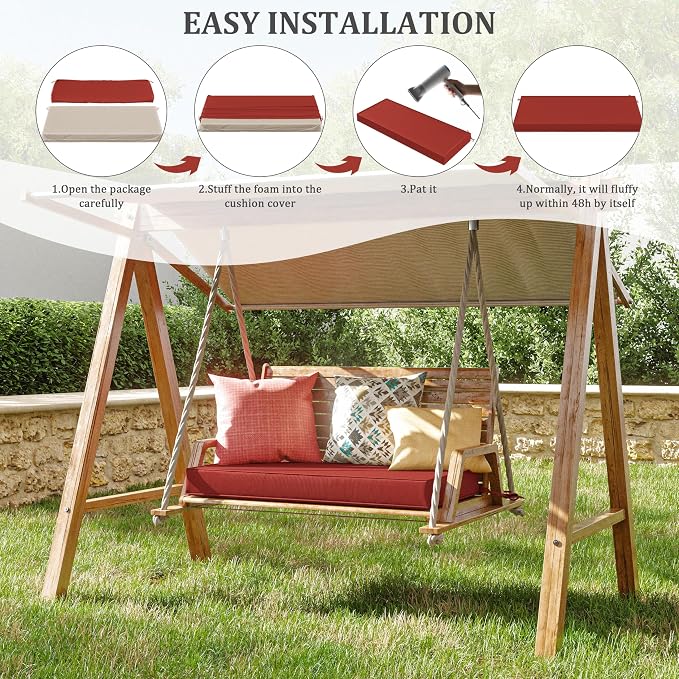 Premium Outdoor Bench Cushions for Patio Furniture 3.5inches Memory Foam Bench - Image 7