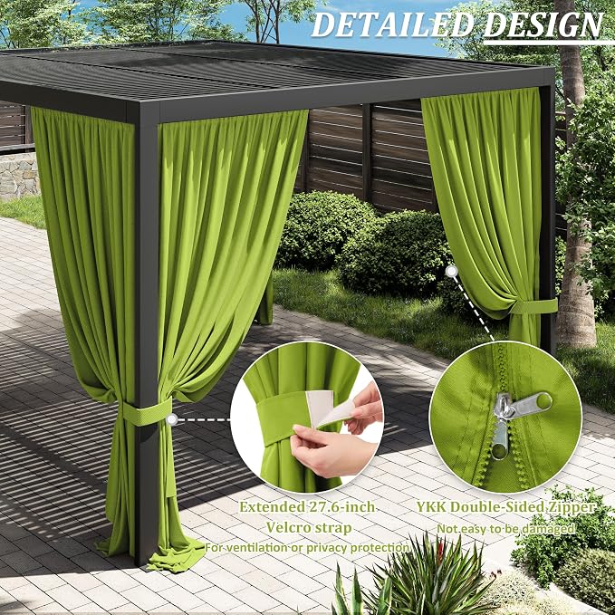 Gazebo Universal Replacement Privacy Curtain, 4-Panels Sidewall Curtains - Image 4