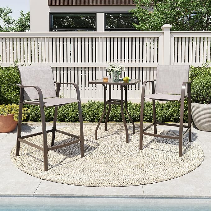Crestlive Products Outdoor Bar Stools Set of 2, Counter Height Bar Stool - Image 4