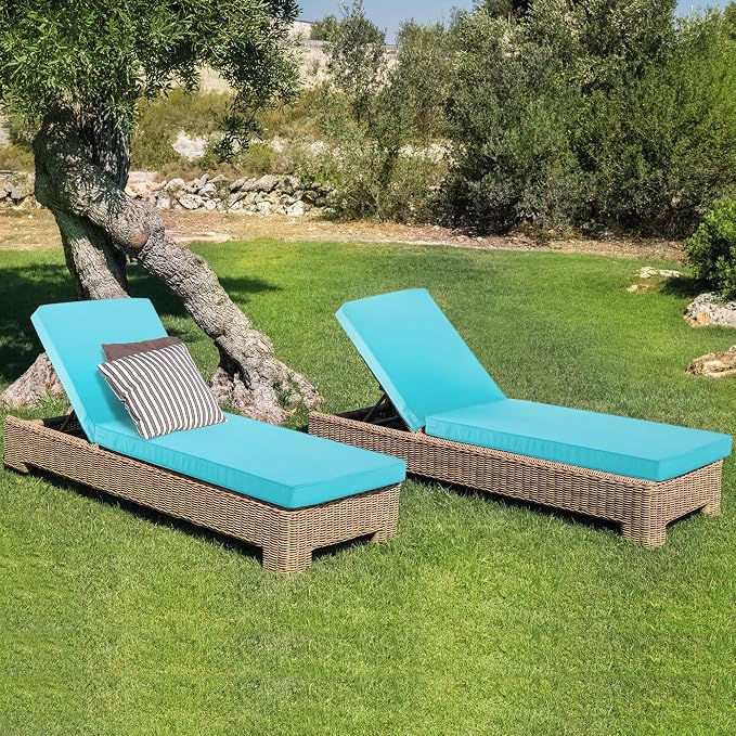 Outdoor Chaise Lounge Cushion Set of 2, Fadesafe Water-Repellent Lounge Deck - Image 7