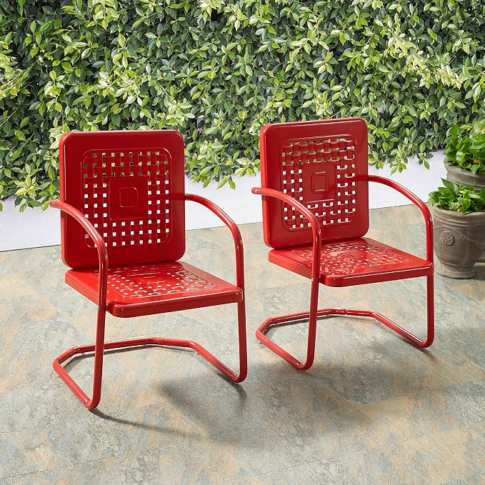 Crosley Furniture Bates 2-Piece Outdoor Chair Set, Retro Metal Patio Chairs - Image 8