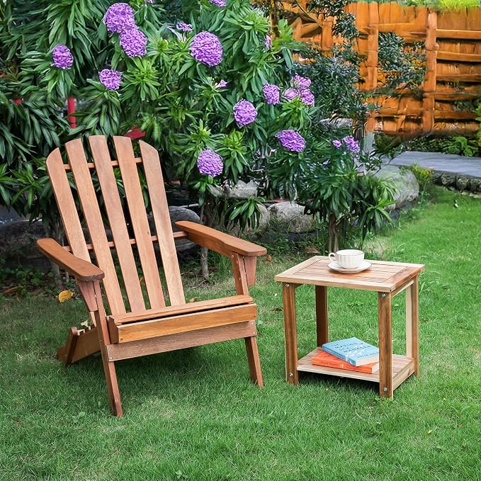 Double Adirondack Side Table, Weather-Resistant Rectangular End Table - Image 5